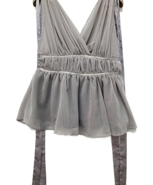 polaura（ポロ―ラ）polaura (ポロ―ラ) ショルダーリボンシフォンブラウス パープル サイズ:FREEの古着・服飾アイテム