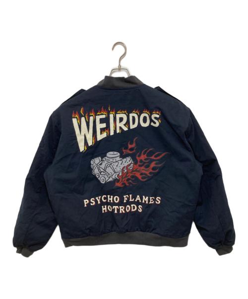 WEIRDO（ウィアード）WEIRDO (ウィアード) PSYCHO FLAMES UTILITY JACKET　ユーティリティジャケット　バックプリントブルゾン　WRD-22-AW-02 ネイビー サイズ:XLの古着・服飾アイテム