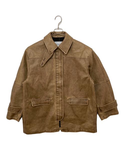 NOUNLESS（ナウンレス）NOUNLESS (ナウンレス) Crash Fake Leather Jacket ブラウン サイズ:1の古着・服飾アイテム