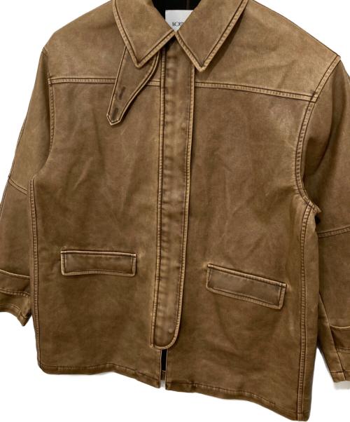 NOUNLESS（ナウンレス）NOUNLESS (ナウンレス) Crash Fake Leather Jacket ブラウン サイズ:1の古着・服飾アイテム