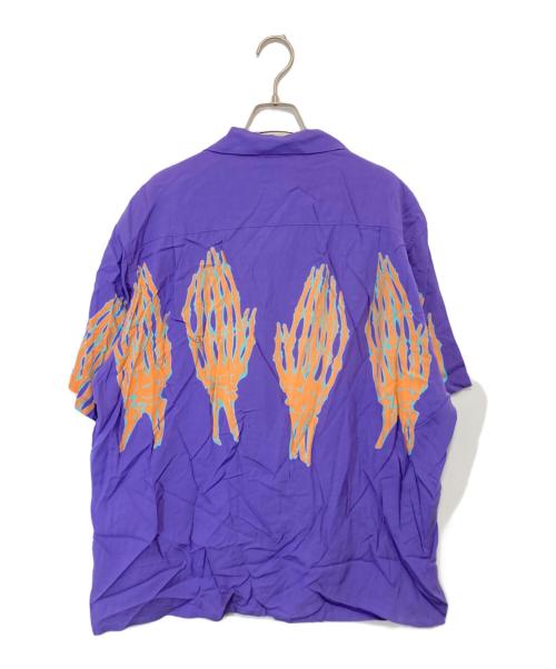 WACKO MARIA（ワコマリア）WACKO MARIA (ワコマリア) スカル プレイハンドプリント ハワイアン オープンカラーシャツ パープル サイズ:Lの古着・服飾アイテム