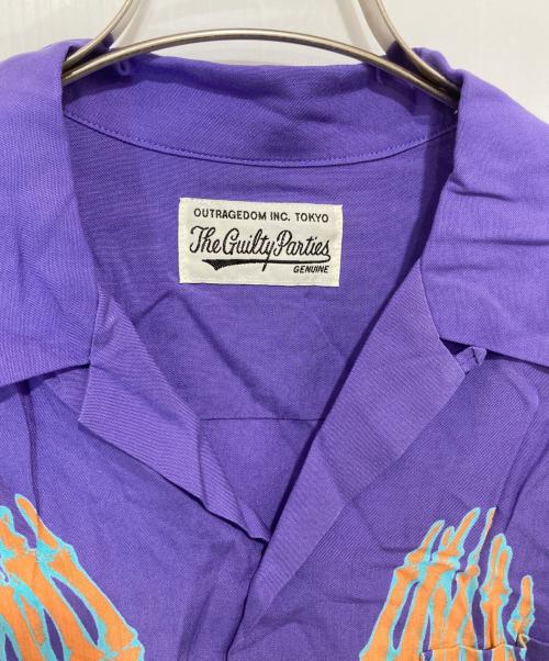 WACKO MARIA（ワコマリア）WACKO MARIA (ワコマリア) スカル プレイハンドプリント ハワイアン オープンカラーシャツ パープル サイズ:Lの古着・服飾アイテム