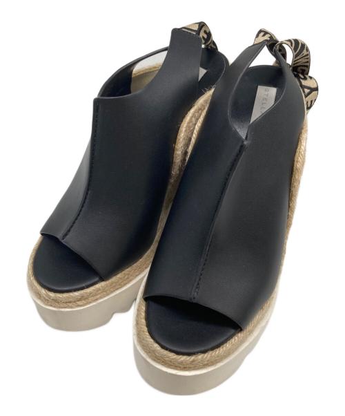 STELLA McCARTNEY（ステラマッカートニー）STELLA McCARTNEY (ステラマッカートニー) ガイア アルターマット ピープトゥ ウェッジソール ブラック サイズ:36の古着・服飾アイテム