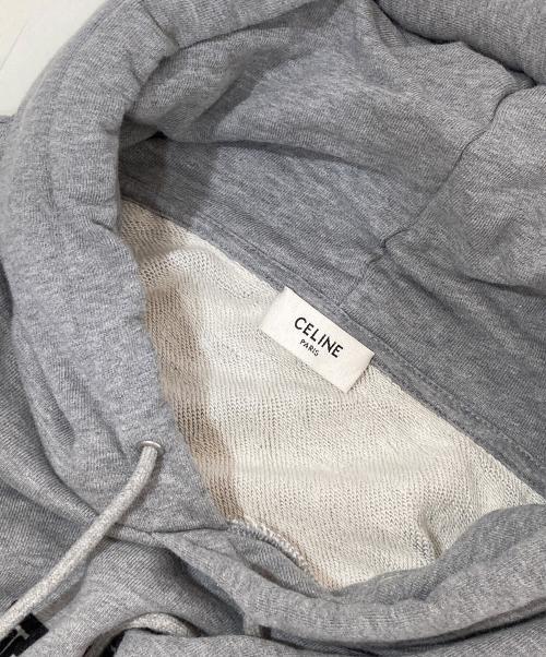 CELINE(セリーヌ)（セリーヌ）CELINE(セリーヌ) (セリーヌ) ロゴ フロッキープリント フーディ/プルオーバーパーカー/スウェットパーカー グレー サイズ:Lの古着・服飾アイテム