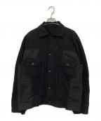 sacaiサカイ）の古着「Patchwork Detail Button Jacket ヒッコリーストライプ ナイロン切替 ドッキング ジャケット 22-02787M」｜ブラック