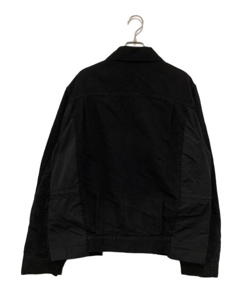 sacai（サカイ）sacai (サカイ) Patchwork Detail Button Jacket ヒッコリーストライプ ナイロン切替 ドッキング ジャケット 22-02787M ブラック サイズ:1の古着・服飾アイテム