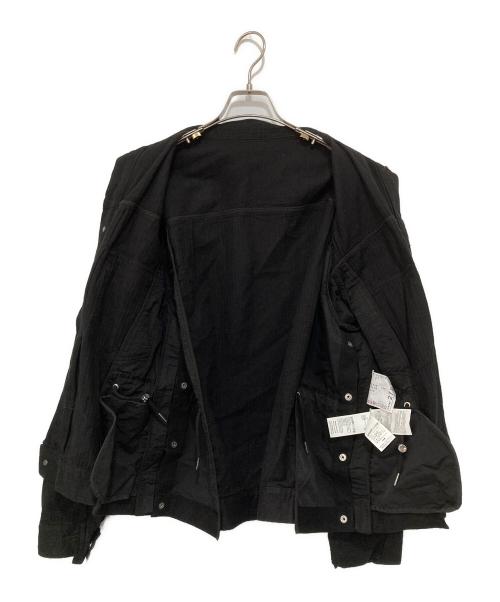sacai（サカイ）sacai (サカイ) Patchwork Detail Button Jacket ヒッコリーストライプ ナイロン切替 ドッキング ジャケット 22-02787M ブラック サイズ:1の古着・服飾アイテム