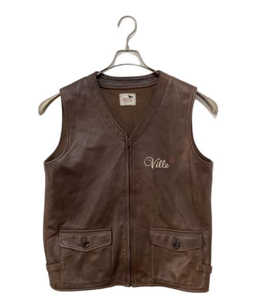 GANGSTERVILLE（ギャングスタービル）GANGSTERVILLE (ギャングスタービル) レザーベスト ブラウン サイズ:Lの古着・服飾アイテム