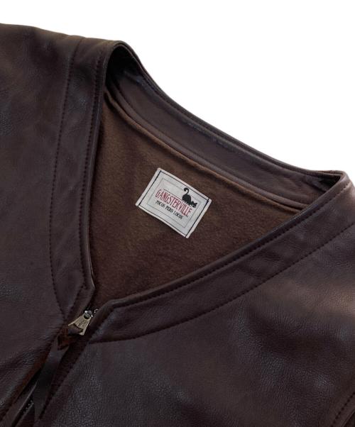 GANGSTERVILLE（ギャングスタービル）GANGSTERVILLE (ギャングスタービル) レザーベスト ブラウン サイズ:Lの古着・服飾アイテム