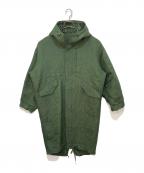 mame kurogouchi(マメクロゴウチ)マメクロゴウチ）の古着「Triple Layer Jacquard Coat トリプルレイヤージャガードコート MM22FW-C0007」｜グリーン