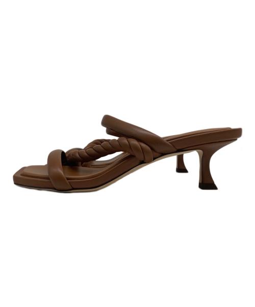 JIMMY CHOO（ジミーチュウ）JIMMY CHOO (ジミーチュウ) レザーサンダル ブラウン サイズ:38.5の古着・服飾アイテム