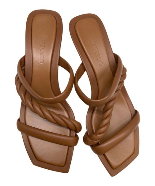 JIMMY CHOO（ジミーチュウ）JIMMY CHOO (ジミーチュウ) レザーサンダル ブラウン サイズ:38.5の古着・服飾アイテム