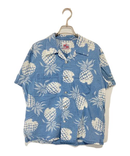Duke Kahanamoku（デュークカハナモク）Duke Kahanamoku (デュークカハナモク) アロハシャツ　INDIGO COTTON HAWAIIAN SHIRT “DUKE'S PINEAPPLE”　DK39045 ブルー サイズ:Mの古着・服飾アイテム
