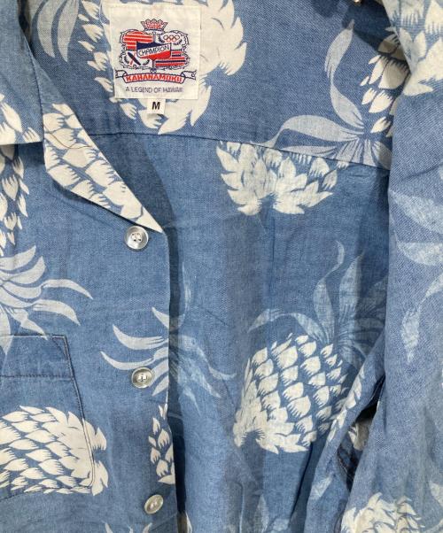 Duke Kahanamoku（デュークカハナモク）Duke Kahanamoku (デュークカハナモク) アロハシャツ　INDIGO COTTON HAWAIIAN SHIRT “DUKE'S PINEAPPLE”　DK39045 ブルー サイズ:Mの古着・服飾アイテム