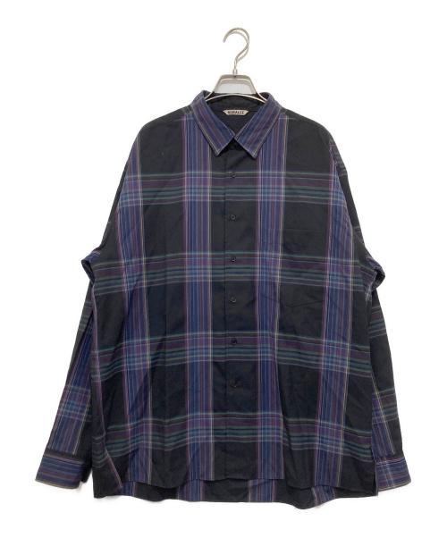 AURALEE（オーラリー）AURALEE (オーラリー) SUPER LIGHT WOOL CHECK SHIRT（宇s－パーライトウールチェックシャツ）/ A9AS01LC ネイビー サイズ:5の古着・服飾アイテム