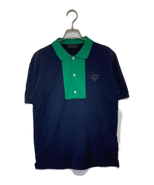 PRADA（プラダ）PRADA (プラダ) バイカラーポロシャツ ネイビー サイズ:Sの古着・服飾アイテム