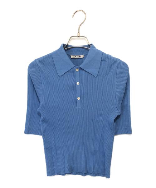 AURALEE（オーラリー）AURALEE (オーラリー) GIZA HIGH GAUGE RIB KNIT POLO　ギンザハイゲージリブニット　A24SP01HR スカイブルー サイズ:1の古着・服飾アイテム