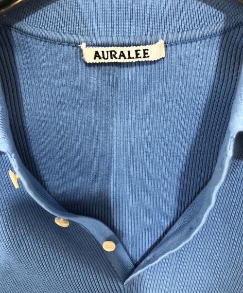 AURALEE（オーラリー）AURALEE (オーラリー) GIZA HIGH GAUGE RIB KNIT POLO　ギンザハイゲージリブニット　A24SP01HR スカイブルー サイズ:1の古着・服飾アイテム