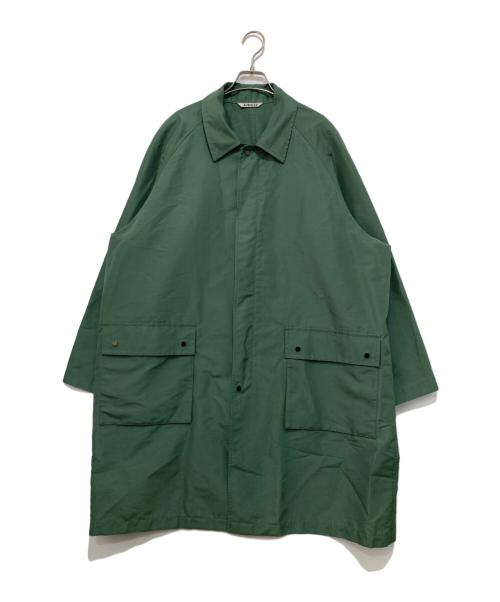 AURALEE（オーラリー）AURALEE (オーラリー) SILK POLYESTER GROSGRAIN SOUTIEN COLLAR COAT（シルクポリエステルグログランステンカラーコート）　25SS　A225C01GR グリーン サイズ:4の古着・服飾アイテム
