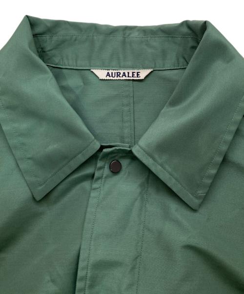 AURALEE（オーラリー）AURALEE (オーラリー) SILK POLYESTER GROSGRAIN SOUTIEN COLLAR COAT（シルクポリエステルグログランステンカラーコート）　25SS　A225C01GR グリーン サイズ:4の古着・服飾アイテム