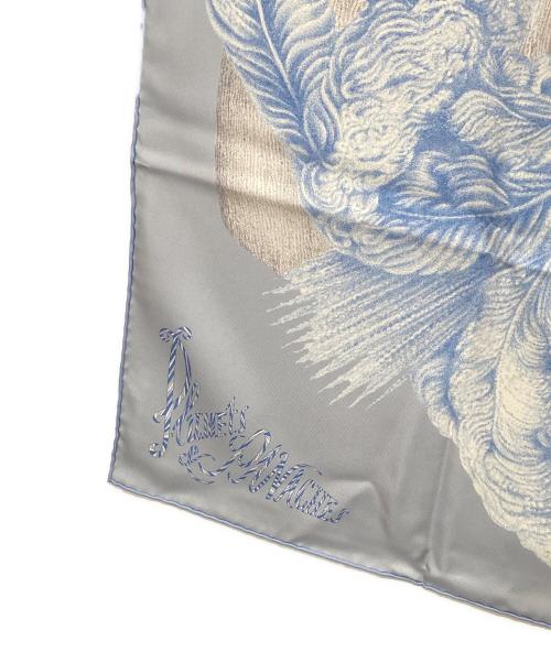 HERMES（エルメス）HERMES (エルメス) PLUMETS ET PANACHES 羽根と羽飾り カレ90 スカイブルーの古着・服飾アイテム