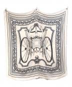 HERMESエルメス）の古着「Les Roues de Phaeton 四輪馬車の車輪 バンダナ カレ140」｜グレー
