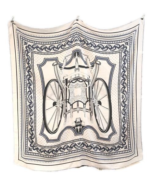 HERMES（エルメス）HERMES (エルメス) Les Roues de Phaeton 四輪馬車の車輪 バンダナ カレ140 グレーの古着・服飾アイテム