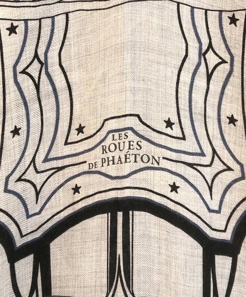 HERMES（エルメス）HERMES (エルメス) Les Roues de Phaeton 四輪馬車の車輪 バンダナ カレ140 グレーの古着・服飾アイテム