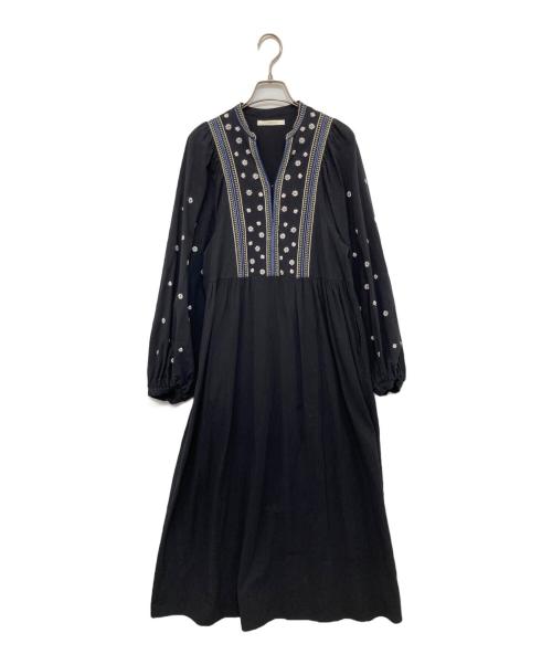 ne quittez pas（ヌキテパ）ne quittez pas (ヌキテパ) Crimp Cotton Embroidery York Dress ブラック サイズ:Mの古着・服飾アイテム