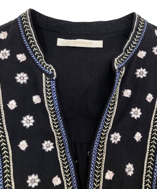 ne quittez pas（ヌキテパ）ne quittez pas (ヌキテパ) Crimp Cotton Embroidery York Dress ブラック サイズ:Mの古着・服飾アイテム