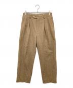 AURALEEオーラリー）の古着「Organic Cotton Cashmere Wool Tweed Two-Tuck Pants カシミヤツータックパンツ　A22AP02OT」｜ブラウン