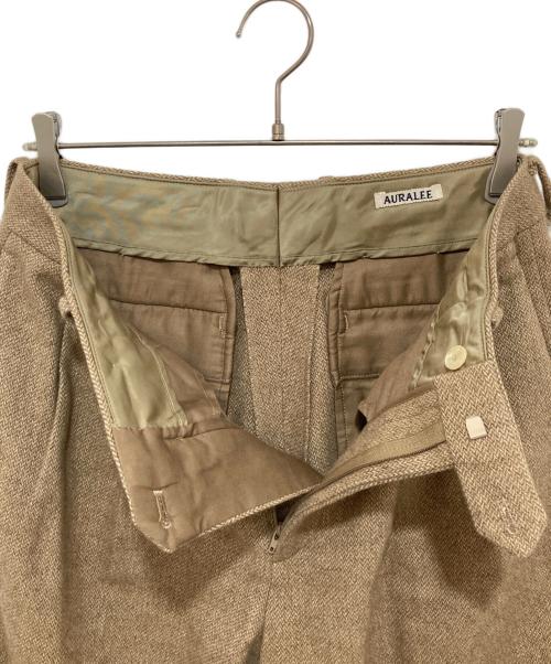 AURALEE（オーラリー）AURALEE (オーラリー) Organic Cotton Cashmere Wool Tweed Two-Tuck Pants カシミヤツータックパンツ　A22AP02OT ブラウン サイズ:3の古着・服飾アイテム