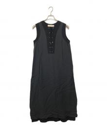 VOLTAGE CONTROL FILTER（ヴォルテージ コントロール フィルター）の古着「Front Lace Up Long Dress　フロントレースアップロングドレス　1123031001」｜ブラック