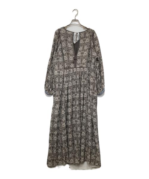 ne quittez pas（ヌキテパ）ne quittez pas (ヌキテパ) コットンルレックスチューリッププリントヨーク刺繍ドレス グレー サイズ:Mの古着・服飾アイテム