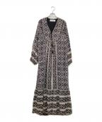 sara mallikaサラマリカ）の古着「スクエアプリントタッセルドドレス」｜グレー