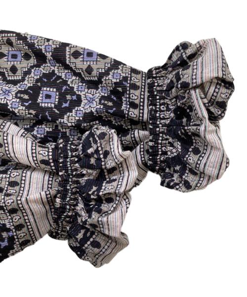 sara mallika（サラマリカ）sara mallika (サラマリカ) スクエアプリントタッセルドドレス グレー サイズ:Mの古着・服飾アイテム