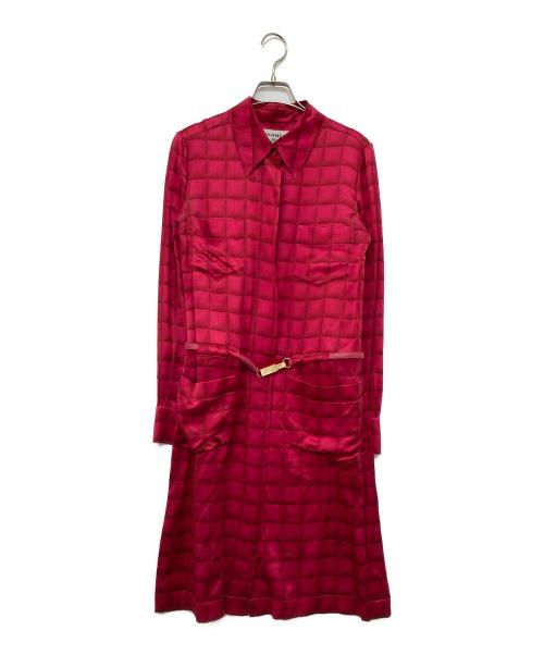 CHANEL（シャネル）CHANEL (シャネル) チョコバー 長袖シルクシャツワンピース ピンク サイズ:36の古着・服飾アイテム