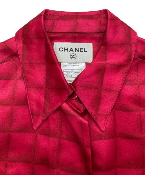 CHANEL（シャネル）CHANEL (シャネル) チョコバー 長袖シルクシャツワンピース ピンク サイズ:36の古着・服飾アイテム