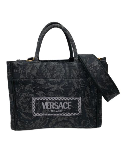 VERSACE（ヴェルサーチェ）VERSACE (ヴェルサーチェ) バロッコ アテナ スモール トートバッグ　1011564 グレーの古着・服飾アイテム