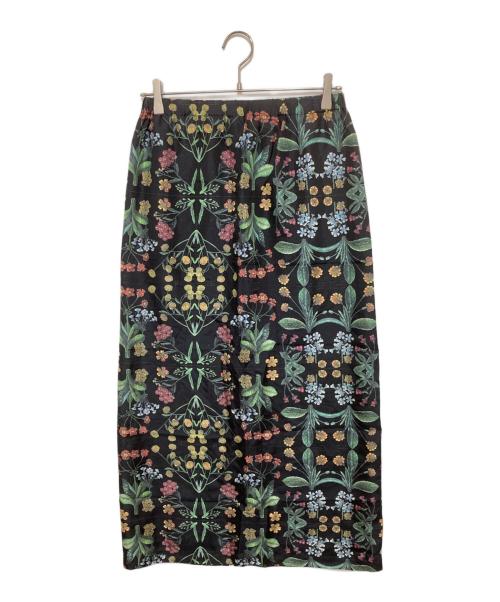 CABAN（キャバン）CABaN (キャバン) シルク パレルモフラワープリントサイドスリットスカート ブラック サイズ:SIZE Freeの古着・服飾アイテム