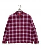 SUPREMEシュプリーム）の古着「22FW Shadow Plaid Flannel Zip up Shirt（シャドウプレイドフランネルジップシャツ）」｜ピンク