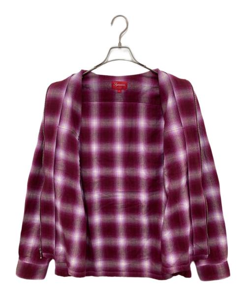 SUPREME（シュプリーム）Supreme (シュプリーム)  22FW Shadow Plaid Flannel Zip up Shirt（シャドウプレイドフランネルジップシャツ） ピンク サイズ:Lの古着・服飾アイテム