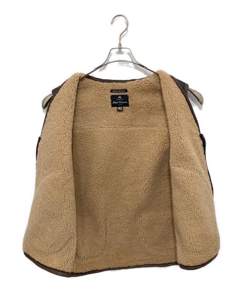 Nigel Cabourn Authentic（ナイジェルケーボン オーセンティック）Nigel Cabourn Authentic (ナイジェルケーボン オーセンティック) Short Deck Vest　ムートンベスト　レザーベスト　ダブルジップ　8037-11-70000 ブラウン サイズ:46の古着・服飾アイテム