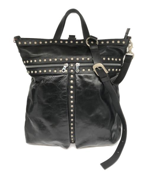 ROLL（ロール）ROLL (ロール) ISAMU KATAYAMA BACKLASH (イサムカタヤマ・バックラッシュ) 別注 3way ホースレザー スタッズヘルメット バッグ ブラックの古着・服飾アイテム