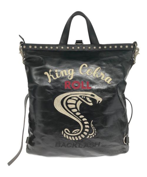ROLL（ロール）ROLL (ロール) ISAMU KATAYAMA BACKLASH (イサムカタヤマ・バックラッシュ) 別注 3way ホースレザー スタッズヘルメット バッグ ブラックの古着・服飾アイテム