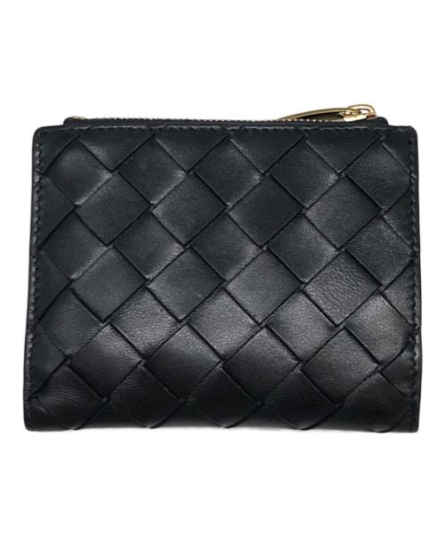 BOTTEGA VENETA（ボッテガベネタ）BOTTEGA VENETA (ボッテガベネタ) 2つ折りイントレチャートウォレット　ラムスキン カーフスキン　707601 VCPP3 8425 ブラックの古着・服飾アイテム