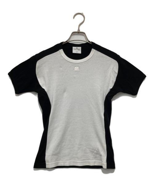courreges（クレージュ）courreges (クレージュ) Contrast Frame T-Shirt ホワイト×ブラック サイズ:Sの古着・服飾アイテム