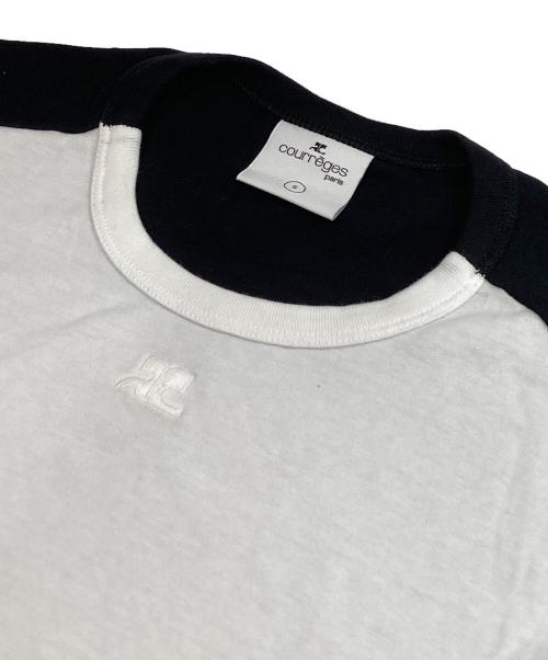 courreges（クレージュ）courreges (クレージュ) Contrast Frame T-Shirt ホワイト×ブラック サイズ:Sの古着・服飾アイテム