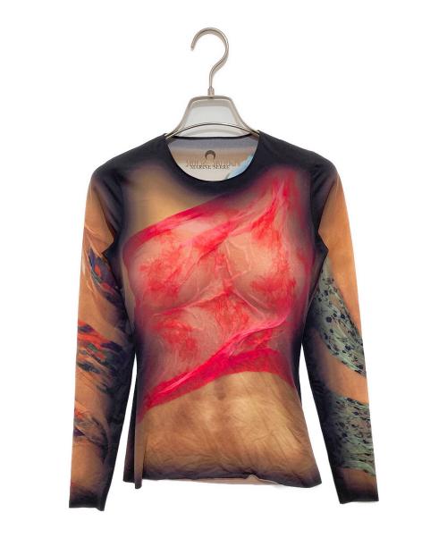 MARINE SERRE（マリーンセル）marine serre (マリーンセル) 25SS リサイクルジャージ セカンドスキン トップス 251020F110033 ブラウン サイズ:XSの古着・服飾アイテム