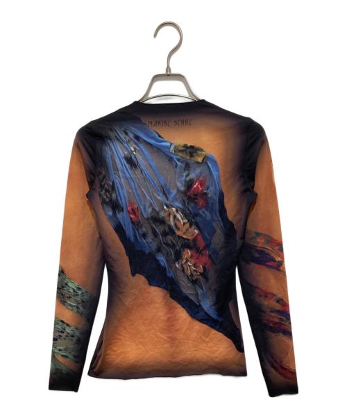 MARINE SERRE（マリーンセル）marine serre (マリーンセル) 25SS リサイクルジャージ セカンドスキン トップス 251020F110033 ブラウン サイズ:XSの古着・服飾アイテム